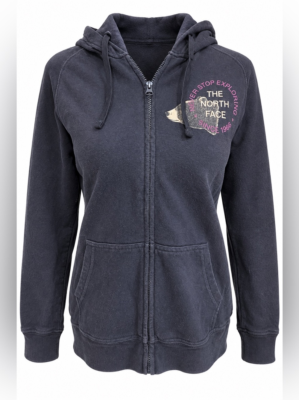 The North Face Women's Dark Gray Zip Front Hoodie with Logo Emblem